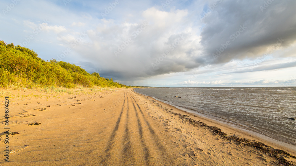 Beautiful sand beach with no people in Estonia in the Baltic States