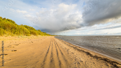 Beautiful sand beach with no people in Estonia in the Baltic States