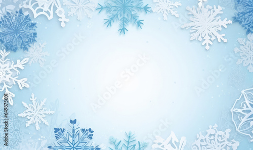 Winter background with snowflakes with copy space  seasonal banner with snowflakes  christmas card with a snowflakes frame 