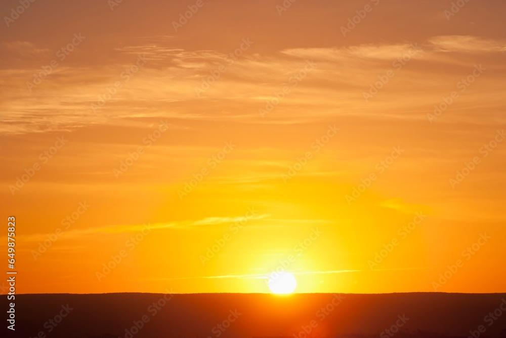 Sunrise Over Level Horizon; Florida, Usa