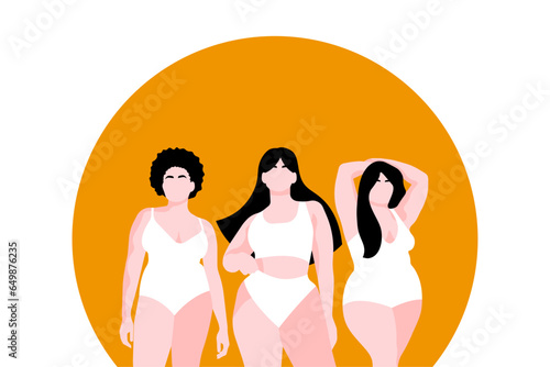 Beauty girls wearing underclothes. Body positive, beyond stereotypes