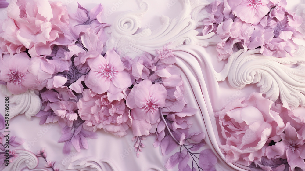 Parisian Inspired Vintage Rococo Flower Fabric in Purple, White, and ...