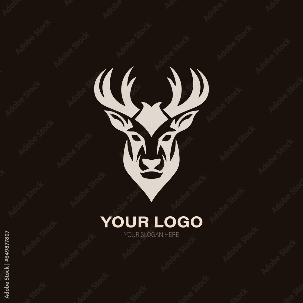 The deer logo is designed using a minimalist vector style 