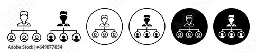 Hr manager icon. Human resource department of company business to hire the employee symbol set. Hr staff work with peer group vector. Manger team selection diagram line logo.
