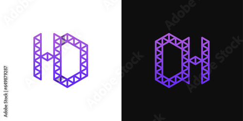 Letters DH and HD Polygon Logo Set, suitable for business related to polygon with DH and HD initials.