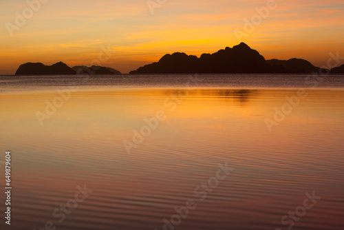 Sunset View Of Tropical Islands From The Beaches Of Corong Corong  El Nido  Bacuit Archipelago  Palawan  Philippines