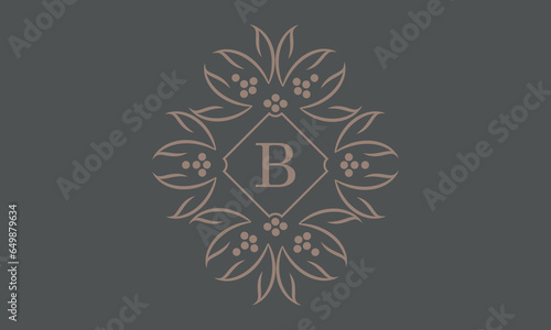 Vintage emblem. Letter B logo template. Vector monogram photo