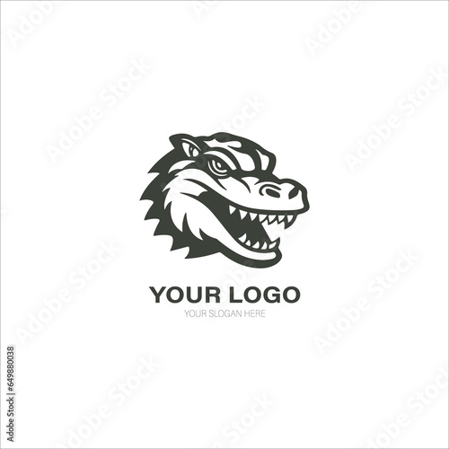 The crocodile logo is designed using a minimalist vector style and is black and white