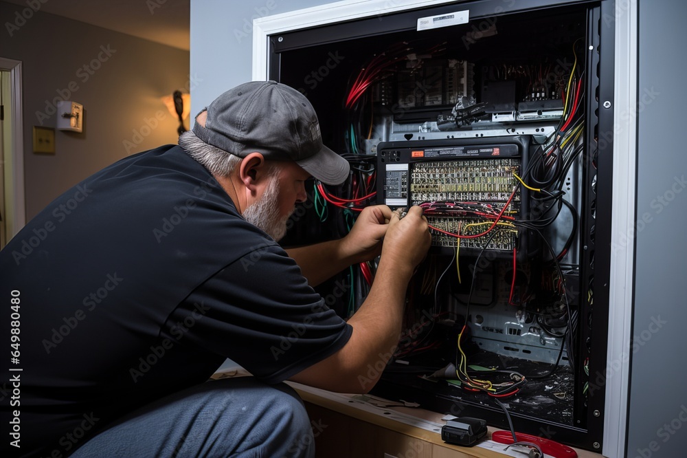 Skilled Technician Installing TV and TV Box Repair Skilled Technician Installing TV and TV Box Repair
