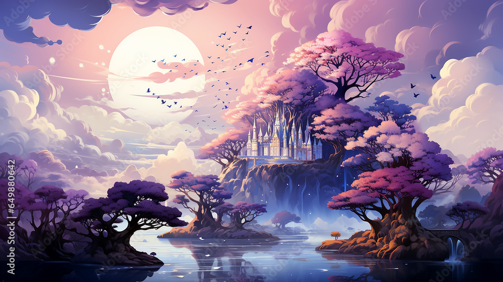Fototapeta premium Illustrative visualization of symbolism and surrealism, the game of the idea of illusion and reality