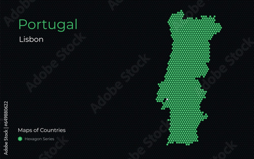 Portugal, Lisbon. Creative vector map. Maps of Countries, Western Europe, Hexagon Series.