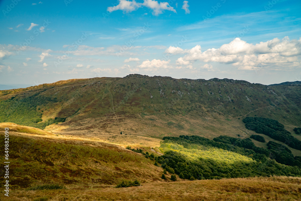A mountain range in the Bieszczady Mountains in the area of Tarnica, Halicz and Rozsypaniec.