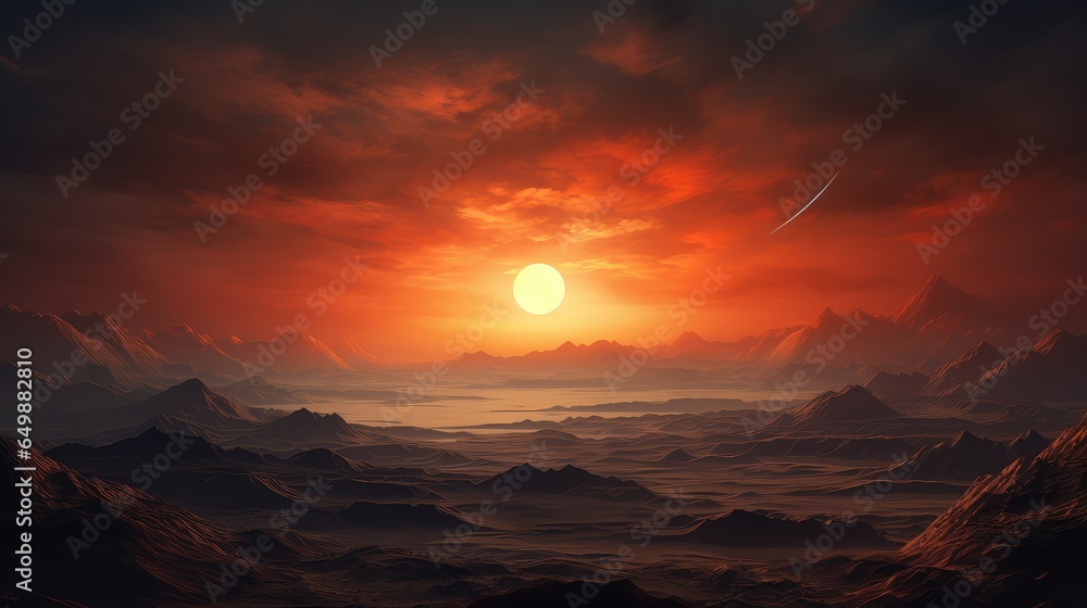 background lunar sunset serene illustration nature mystical, serenity mysterious, sea water background lunar sunset serene