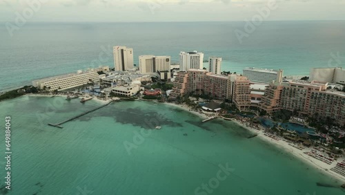 Aerial cancun Mexico hotel zone riviera Maya travel destination Mexican Caribbe photo