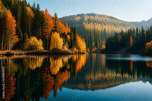 lake in autumn garneted AI