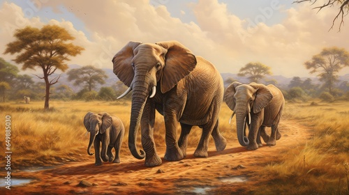 africa savannah elephant herd illustration animal savanna, travel park, nature wilderness africa savannah elephant herd © sevector