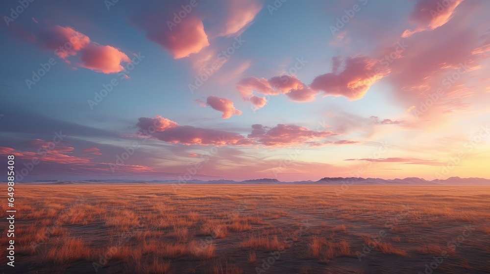 landscape steppe sunrise serene illustration sundusk dawn, sun evening, idyllic majestic landscape steppe sunrise serene