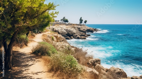 nature sea beach landscape illustration paradise sun, sunny wave, tourism island nature sea beach landscape