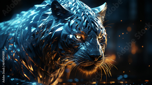 cat tiger in the night made with generative AI