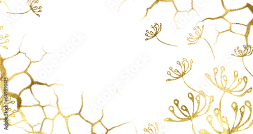 Gold sparkle splatter border . Gold Foil Frame Gold brush stroke on transparent background.