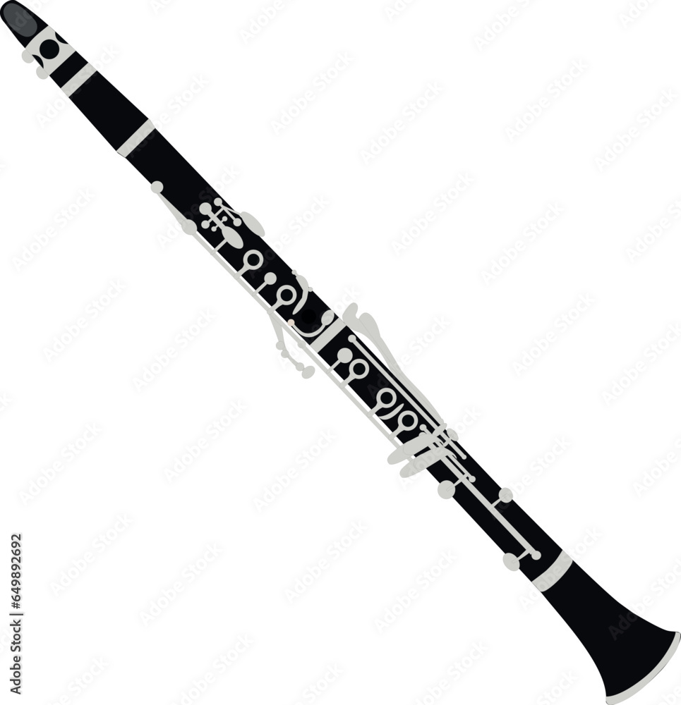 Clarinet vector. Woodwind musical instrument.