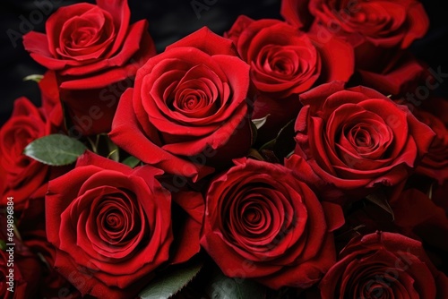 bouquet of fresh red roses for valentine s day