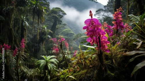 landscape ecuadorian cloud forest illustration mountain rain, mindo outdoor, background tree landscape ecuadorian cloud forest