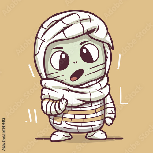 Mummy monster for Halloween. Vector flat illustration