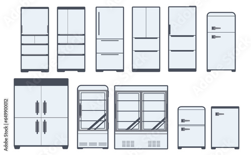 色んな形の冷蔵庫のセットイラスト