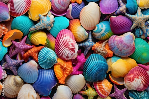 Multi-patterned Colorful seashell. Ocean travel marine. Generate Ai