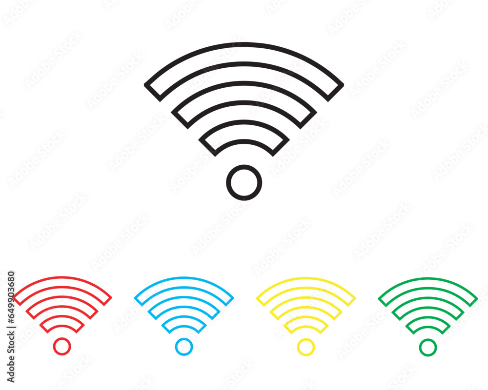 Wi Fi icon vector. Wireless icon sign symbol in trendy flat style. Set elements in colored icons. Wifi vector icon illustration isolated on white background Wi Fi icon vector. Wireless icon sign symbol in trendy flat style. Set elements in colored icons. Wifi vector icon illustration isolated on white background