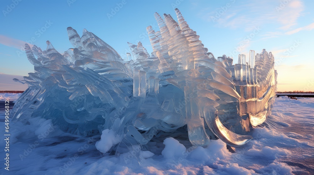 travel arctic ice sculptures illustration cold sculpture, blue sea, architecture russia travel arctic ice sculptures