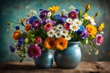 still life with flowers, a group of flowers in vase Created with AI