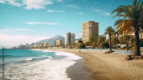 Obraz na plátně mediterranean Costa del Sol illustration travel malaga, spanish andalusia, sky t