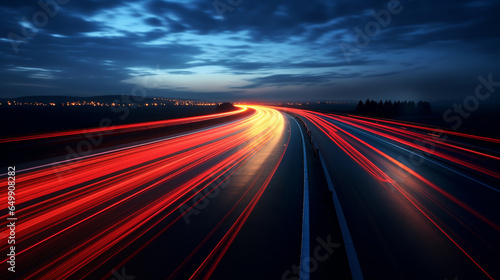 A long exposure photo of a highway at night.ai generative