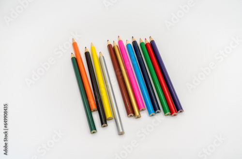 color pencils on white background