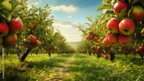 fruit countryside apple orchards illustration red organic, fresh agriculture, garden ripe fruit countryside apple orchards photo