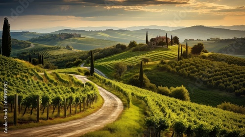italy tuscan vineyards rolling illustration italian landscape  green rural  europe nature italy tuscan vineyards rolling