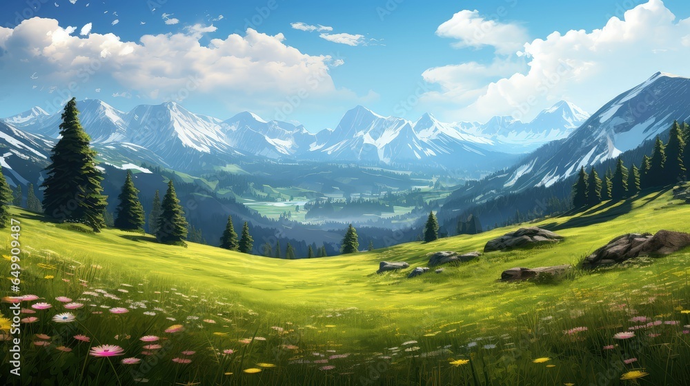 green alpine meadows grassy illustration grass scenery, summer blue, nature view green alpine meadows grassy
