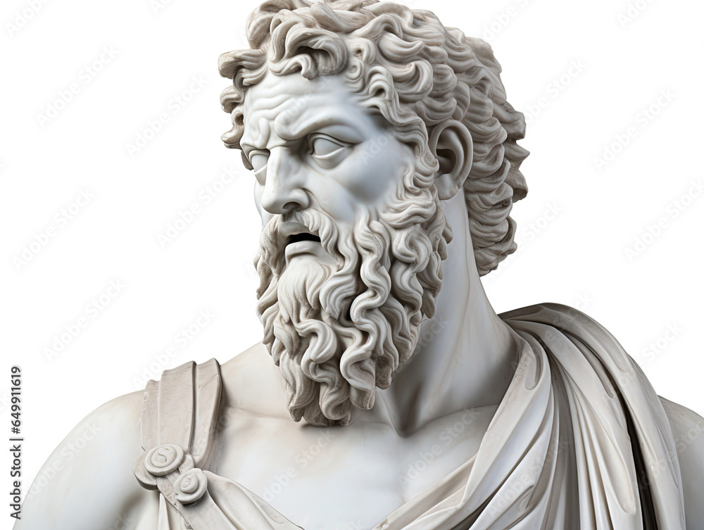 Zeus, the Greek god, on a white background