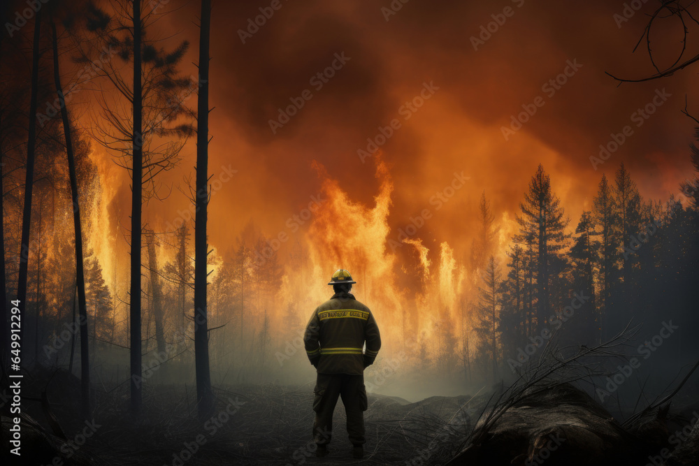 Firefighters battle a wildfire, climate change, global warming