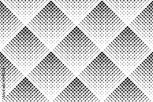 Seamless Geometric Checked Dots and Dashes Halftone Pattern. White Textured Background.
