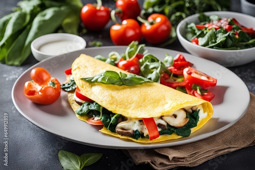 Omelet, salads and dressings © Mahrowou