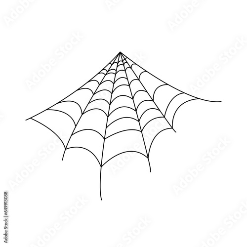 Spider web simple hand drawn vector outline illustration of doodle fancy Halloween scary decor elements, clipart perfect for Halloween party, cartoon spooky character