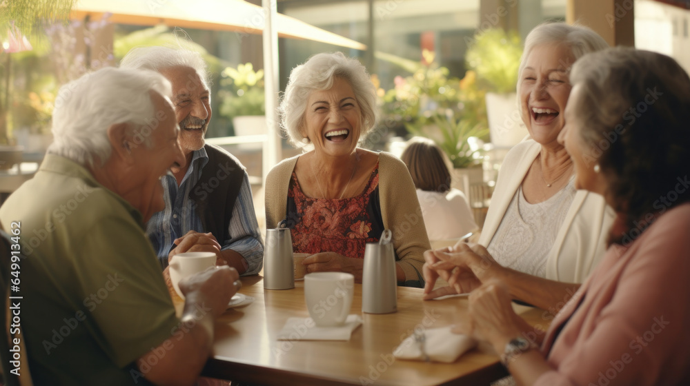 Laughter and Friendship: Elderly Friends Come Alive Over Coffee, Embodying the Vital Role of Social Bonds in Preserving Joy in Later Years.