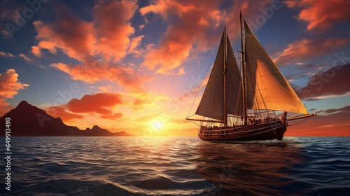 travel island sunset cruises illustration lifestyle ship, couple sea, holiday women travel island sunset cruises