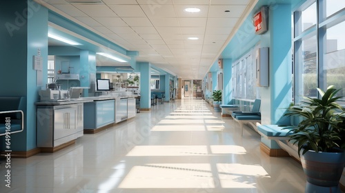 AI-Generated Medical Reception  Welcoming Clinic Hallway  Unfocused Background 