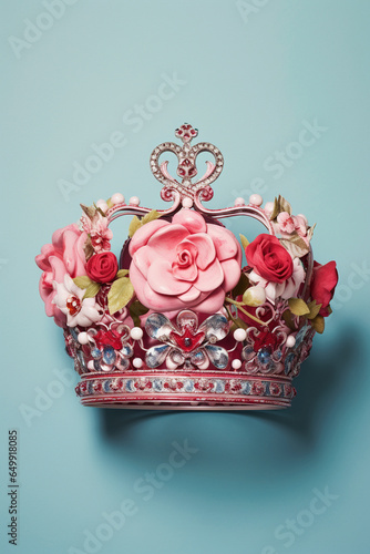 Princess crown with many flowers and pearls.Pastel-colored tiaras