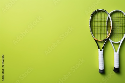 Twin-like Crossed tennis rackets. Sport game. Generate Ai © juliars