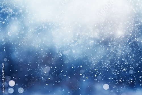 Winter holiday background with snow and blurred lights. Greeting card for Christmas and New Year celebrations. Generative AI